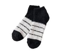 Women's Striped Letter Carpet Plus Velvet Socks Winter Thickened Sleeping Plush Socks Coral Velvet Socks Chocolate Socks, black, One Size