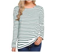 Women's Striped Long Sleeve Tshirt Tops Round Neck Basic Tops Fashion Soft Lightweight Pullover Blouse Dressy Casual Loose Fit Shirts Womens Comfy Tops Going Out Tee Shirts for Autumn