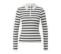 Women's Striped Ribbed Polo QS Blanc XS