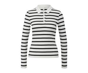 Women's Striped Ribbed Polo QS Blanc XS