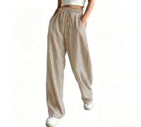 Women's Striped Straight-Leg Trousers Casual Pants