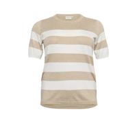Women's striped T-shirt KAFFE Curve Lizzy Beige S