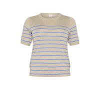 Women's striped T-shirt KAFFE Curve Lizzy Beige S