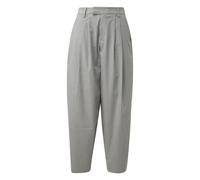 Women's Striped Tennis Barrel-Cut Trousers with Tapered Legs QS Gris 44