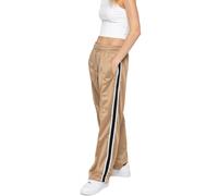 Womens Striped Trousers - Beige Wideleg Drawstring Pants with Side Pockets & Elastic Waistband for All Seasons Comfortable Stylish Fit - Beige / S