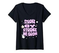 Womens Stroke by Stroke We Grow Calm Growth Uplifting Quote V-Neck T-Shirt
