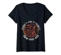 Womens Stroke It Rides It Pound It Triathlete Triathlon Athlete V-Neck T-Shirt