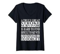 Womens Stroke Survivor Apparel - Great Survivors Design V-Neck T-Shirt