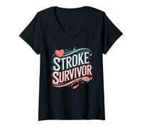 Womens Stroke Survivor Floral Brain Design V-Neck T-Shirt