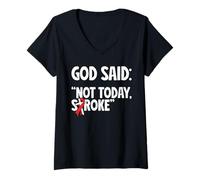 Womens Stroke Survivor Gods Miracle Funny Stroke Recovery V-Neck T-Shirt