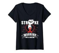 Women's Stroke Warrior Not A Victim Design for Stroke Awareness V-Neck T-Shirt