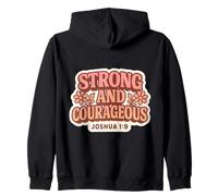 Womens Strong And Courageous Bible Verse Quote Christian God Zip Hoodie