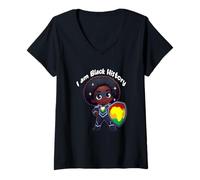 Women's Strong Black History Queen with Pride and Powerful Heritage V-Neck T-Shirt