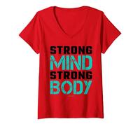 Womens Strong Mind Strong Body Gym Workout Motivation Shirts V-Neck T-Shirt