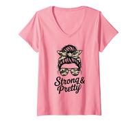 Women's Strong & Pretty Camp Nurse Wellness Princess Mud Run Squad V-Neck T-Shirt