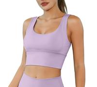 Women's Strong Support U-Shaped Back Sports Bras Underwired Padded Breathable Undershirt for Running, Yoga and Gym. Spaghetti Straps, purple, S