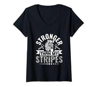 Womens Stronger Than My Stripes - EDS Awareness V-Neck T-Shirt