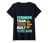 Womens STRONGER THAN YESTERDAY - FITNESS GYM MOTIVATION STYLE V-Neck T-Shirt
