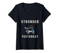 Women's Stronger Than Yesterday Gym V-Neck T-Shirt