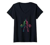 Womens Stronger Than Yesterday Motivational Fitness Gym. V-Neck T-Shirt