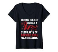 Womens Stronger Together Building A Community Sickle Cell Warriors V-Neck T-Shirt