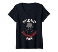Womens Strongman Atlas Stone Truck Pull Training Dad Fan Crew V-Neck T-Shirt