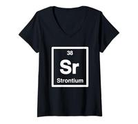 Women's Strontium - Sr, Periodic Table of Elements Science Gifts V-Neck T-Shirt