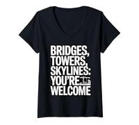 Womens Structural Engineer Bridges Towers Skylines Engineering V-Neck T-Shirt