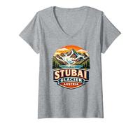 Women's Stubai Glacier Austria Alpine Mountain Ski Skiing V-Neck T-Shirt