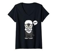 Womens Stubborn Old English Sheepdog Dog V-Neck T-Shirt