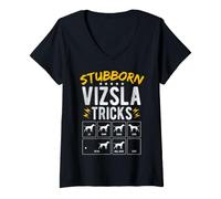 Women's Stubborn Vizsla Tricks Dog Training Humor V-Neck T-Shirt