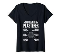 Womens Stuccoer Typical Brain Plasterer V-Neck T-Shirt