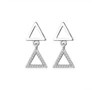 Womens Stud Earrings, Silver Earrings Cartilage Cubic Zirconia Triangle 21.5mm for Lesbian Fathers Day Jewelry Upgrade