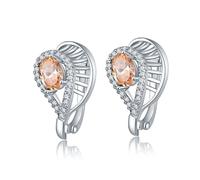 Womens Stud Earrings, Vintage Cubic Zirconia Earrings Champagne Teardrop Geometric Hollow with Zircon 12X20mm for Wife Valentines Day Jewelry Fashion