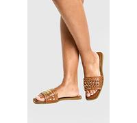 Womens Studded Sandals - Brown - 3, Brown