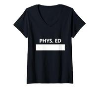 Women's Student Gym PE Physical Education Class School Uniform V-Neck T-Shirt