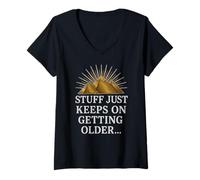Womens Stuff Just Keeps On Getting Older Funny Archaeologist Humor V-Neck T-Shirt