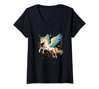 Womens Stunning Pegasus Gliding Through the Stars Costume V-Neck T-Shirt