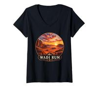 Women's Stunning Wadi Rum Desert Sunset Middle East Landscape V-Neck T-Shirt
