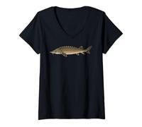 Women's Sturgeon Fish Fisher V-Neck T-Shirt