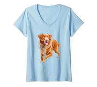 Womens Stylish and Detailed Nova Scotia Duck Tolling Retriever V-Neck T-Shirt