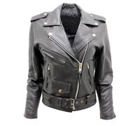 Infinity Women's Stylish Brando Black Leather Biker Jacket 24