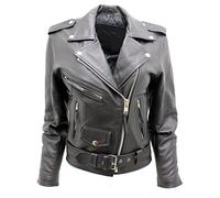 Infinity Women's Stylish Brando Black Leather Biker Jacket 16