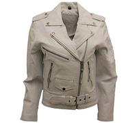 Women's Stylish Brando White Leather Biker Jacket 24