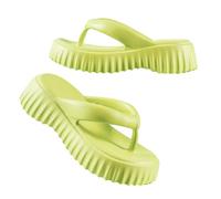 Womens Stylish Flip Flops Trendy Ms. Net Red Heightening Thick Bottom Flip Flops Summer Outside Wearing Soft Bottom Stepping On Sense Clip Feet Cleat for Indoor & Outdoor Holiday Summer (Green, 5.5)