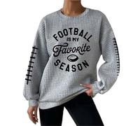 Women's Stylish Letter Print Pullover - Trendy Graphic Crewneck, Casual Loose Fit, Breathable Cotton Blend Top Autumn and Winter Casual Pullover Top Grey