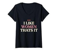 Women's Subtle Lesbian Pride Soft Sapphic Everyday WLW Visibility V-Neck T-Shirt