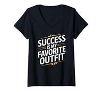 Women's Success is My Favorite Outfit Motivation V-Neck T-Shirt
