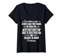 Women's Successful People Always Have Two Things on Their Lips V-Neck T-Shirt