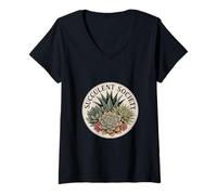Women's Succulent Society Plant Lover Botanical Club V-Neck T-Shirt